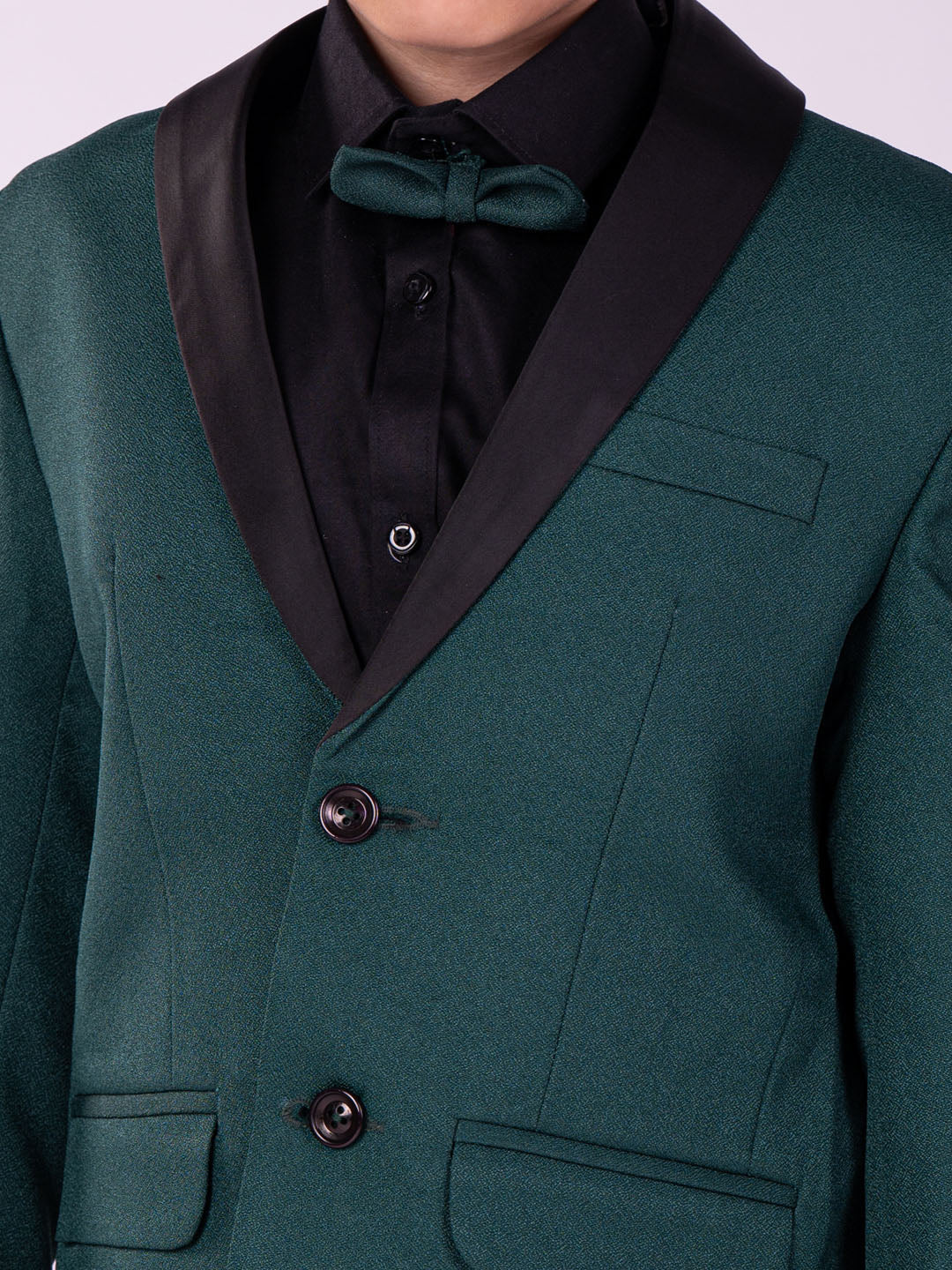 Vastramay Boy's Black And Green Shirt Blazer And Pant