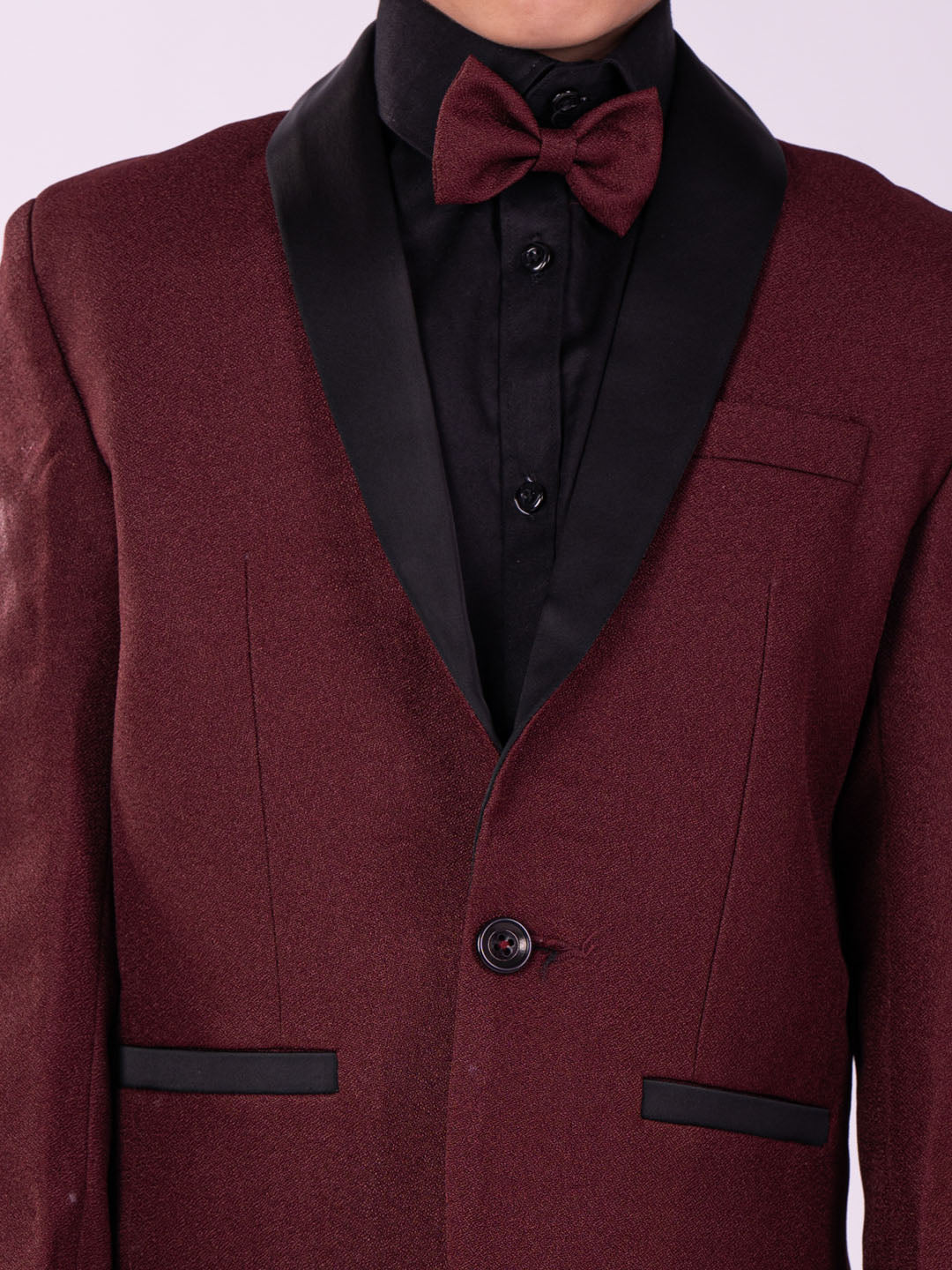 Vastramay Boy's Black And Maroon Shirt Blazer And Pant