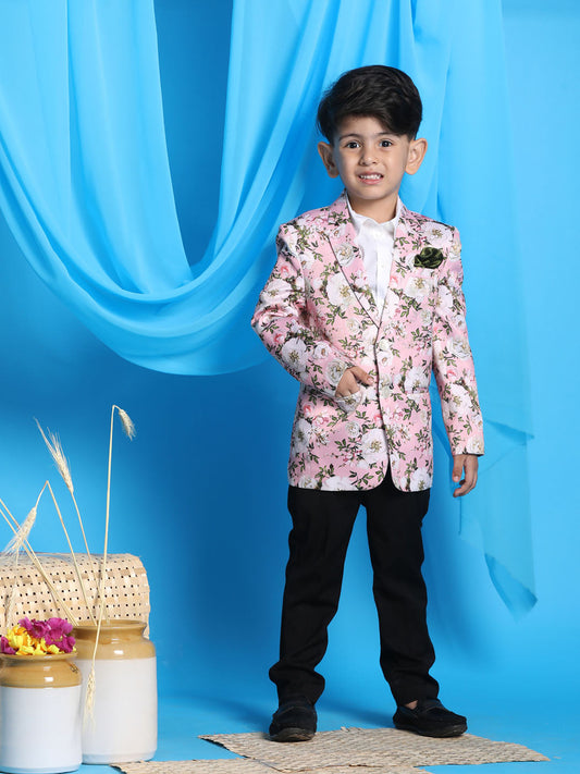 Vastramay boys pink color floral printed blazer