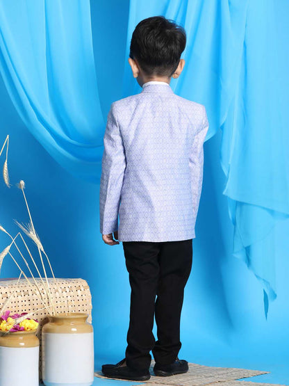 Vastramay boys lavender color woven design blazer 1