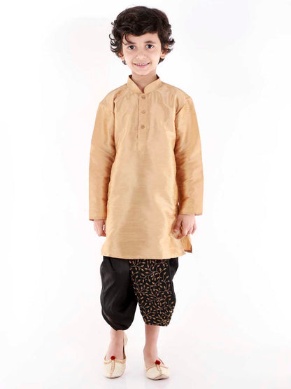 Vastramay Boys' Black Silk Blend Embroidered Dhoti