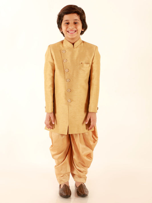 VASTRAMAY Boys Beige Indo Western Set