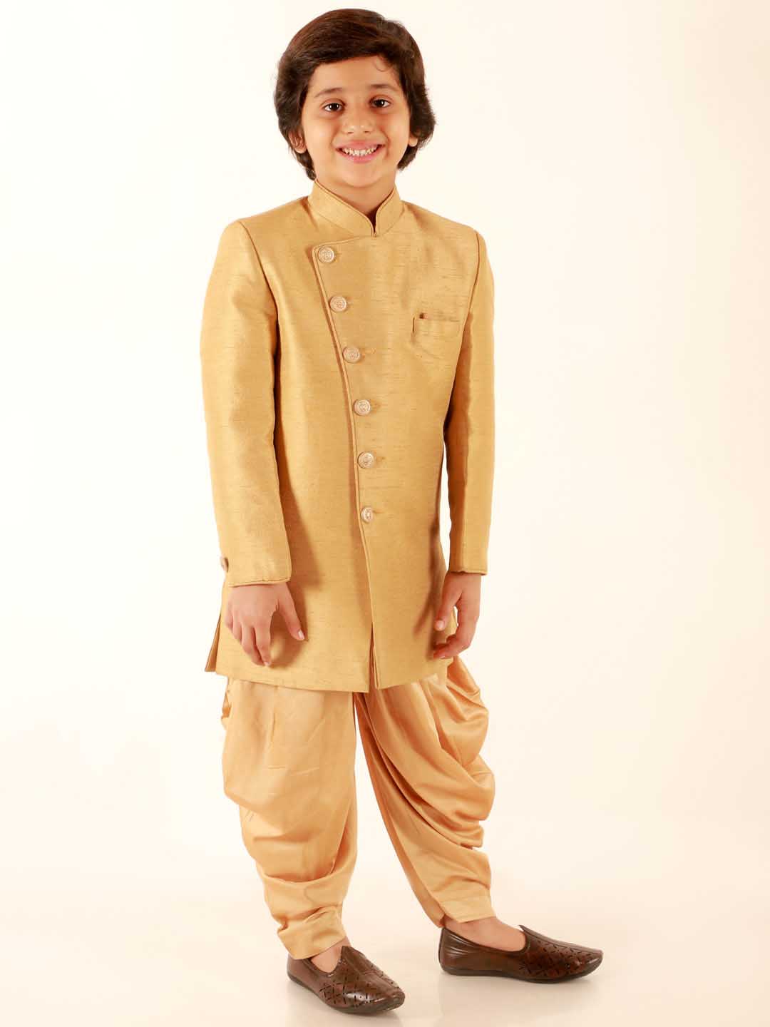 VASTRAMAY Boys Beige Indo Western Set