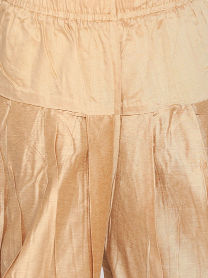 Vastramay Boys Orange And Rose Gold Indowestern Set