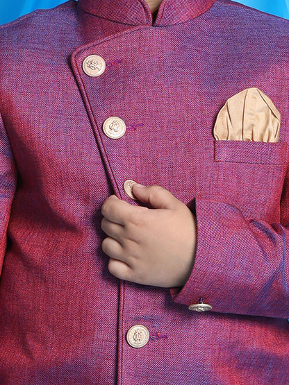 Vastramay boys purple and rose gold indowestern set