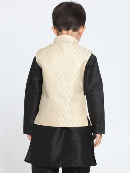 Vastramay Boys Beige Cotton Silk Blend Nehru Jacket