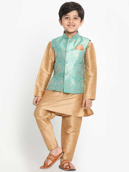 Vastramay Boys Green Silk Blend Jacket