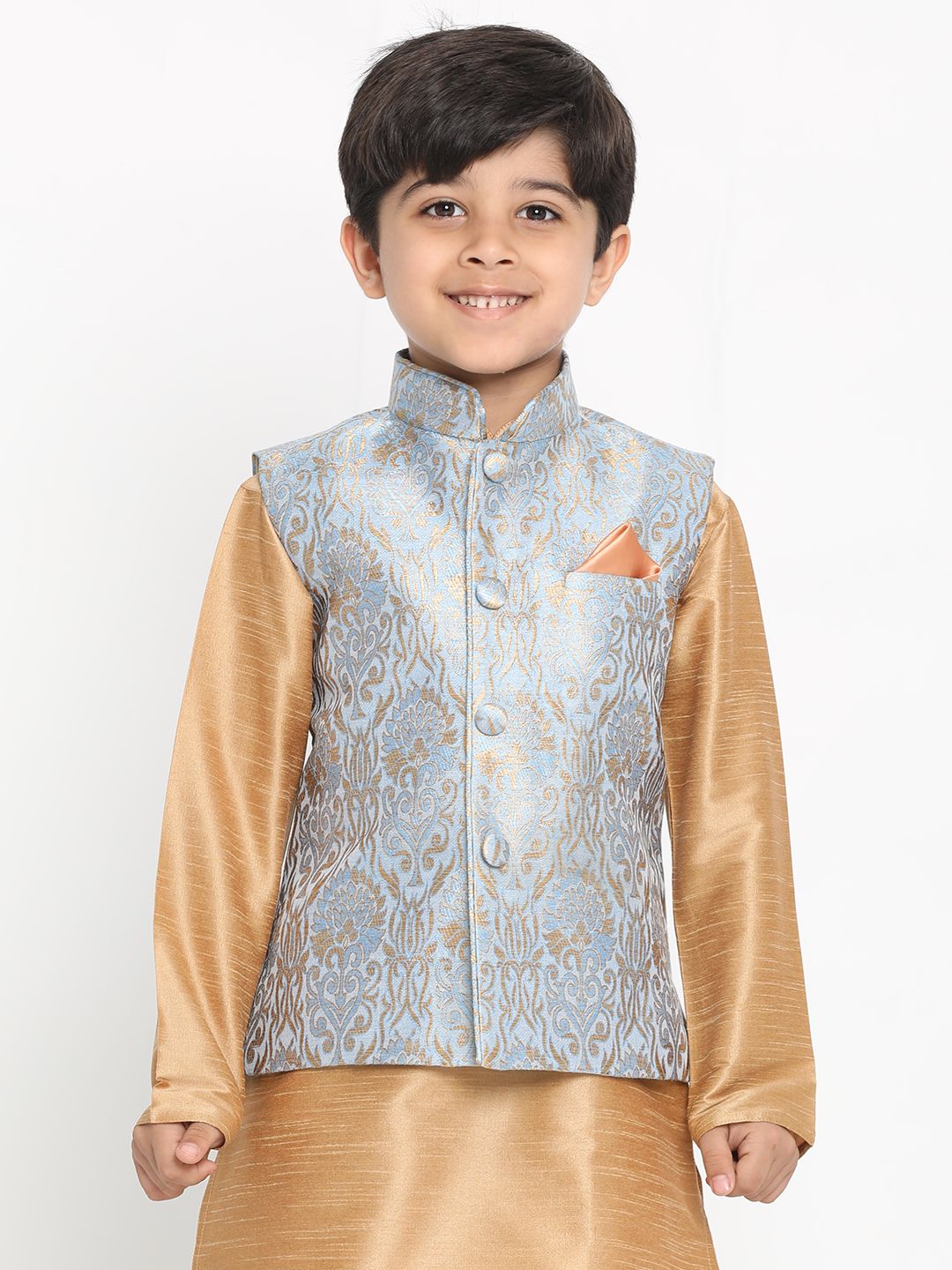 Vastramay Boys' Grey Silk Blend Jacket