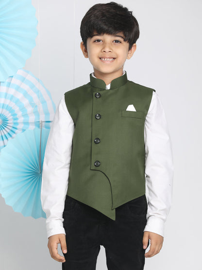 Vastramay Baap Beta Cotton Blend Green Jacket