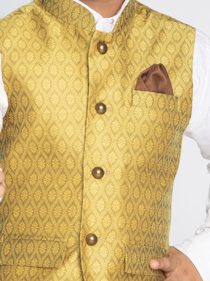 VASTRAMAY Yellow Baap Beta Ethnic Jacket Set