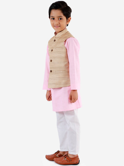 Vastramay Beige Baap Beta Ethnic Jacket Set