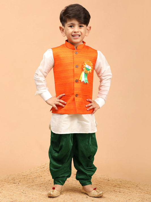 Vastramay boys republic day special jacket kurta dhoti set