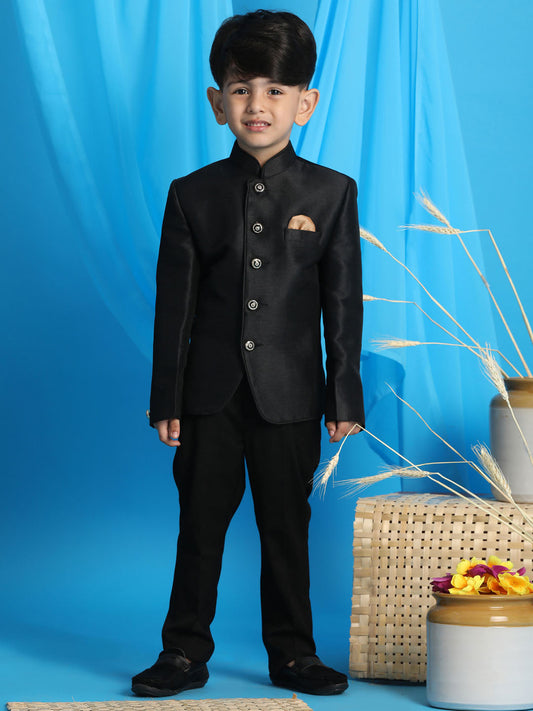 Vastramay boys black silk blend jodhpuri