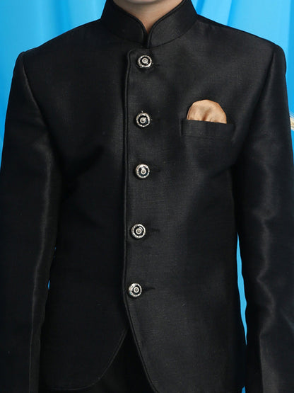 Vastramay boys black silk blend jodhpuri