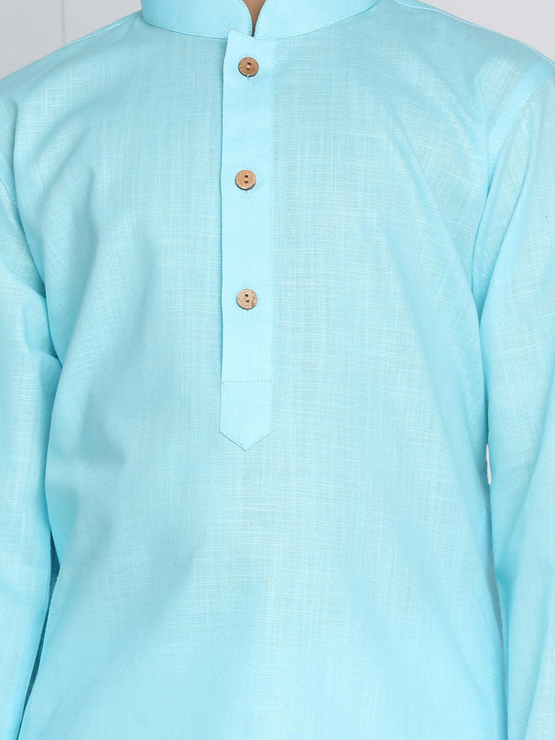 Vastramay Aqua Blue Cotton Baap Beta Kurta Pyjama Set