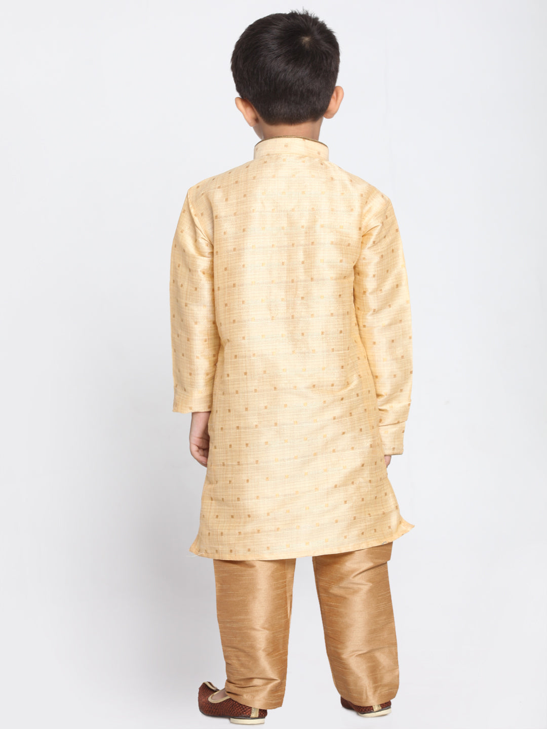 Vastramay Silk Blend Gold and Rose Gold Baap Beta Kurta Pyjama set