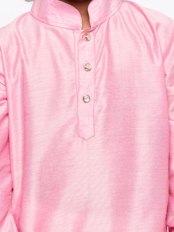 Vastramay Boys' Pink Cotton Kurta and Pyjama Set