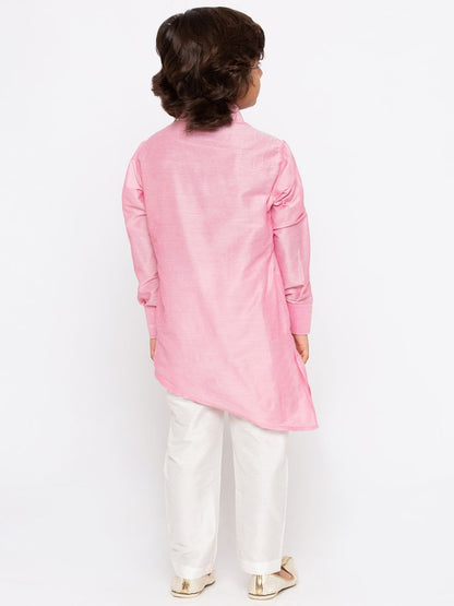 Vastramay Boys' Pink Cotton Kurta and Pyjama Set