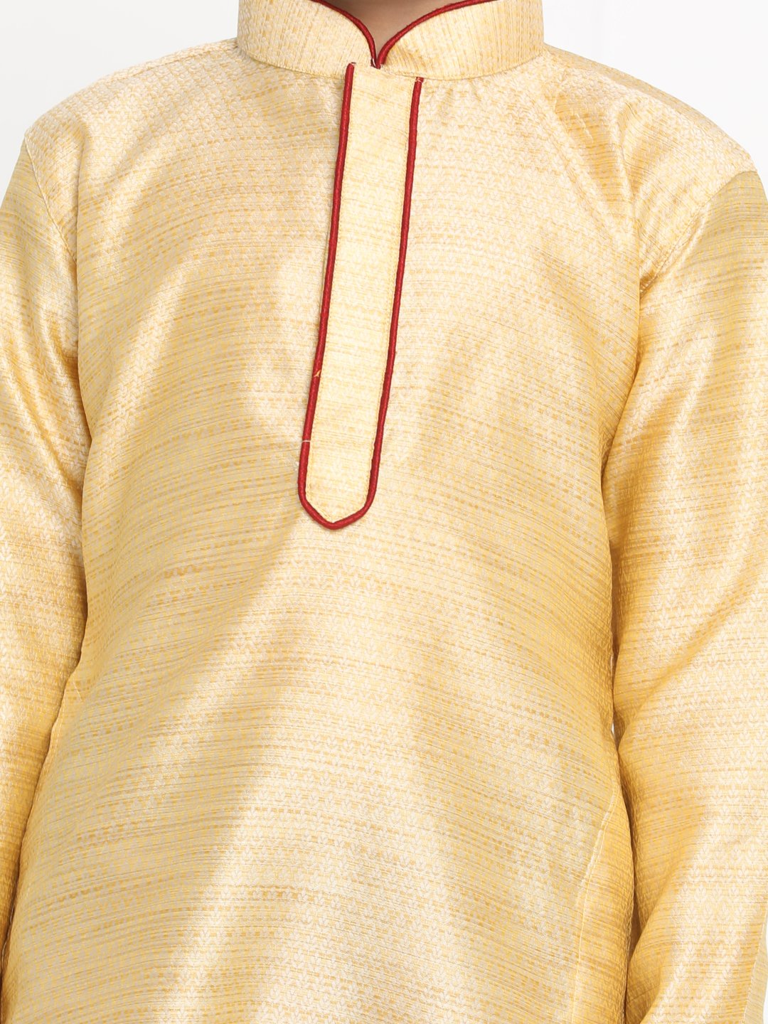 Vastramay  Boys' Gold Silk Blend Kurta and Pyjama Set