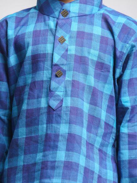 Vastramay Boys' Blue Cotton Kurta and Pyjama Set