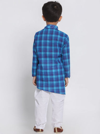 Vastramay Boys' Blue Cotton Kurta and Pyjama Set