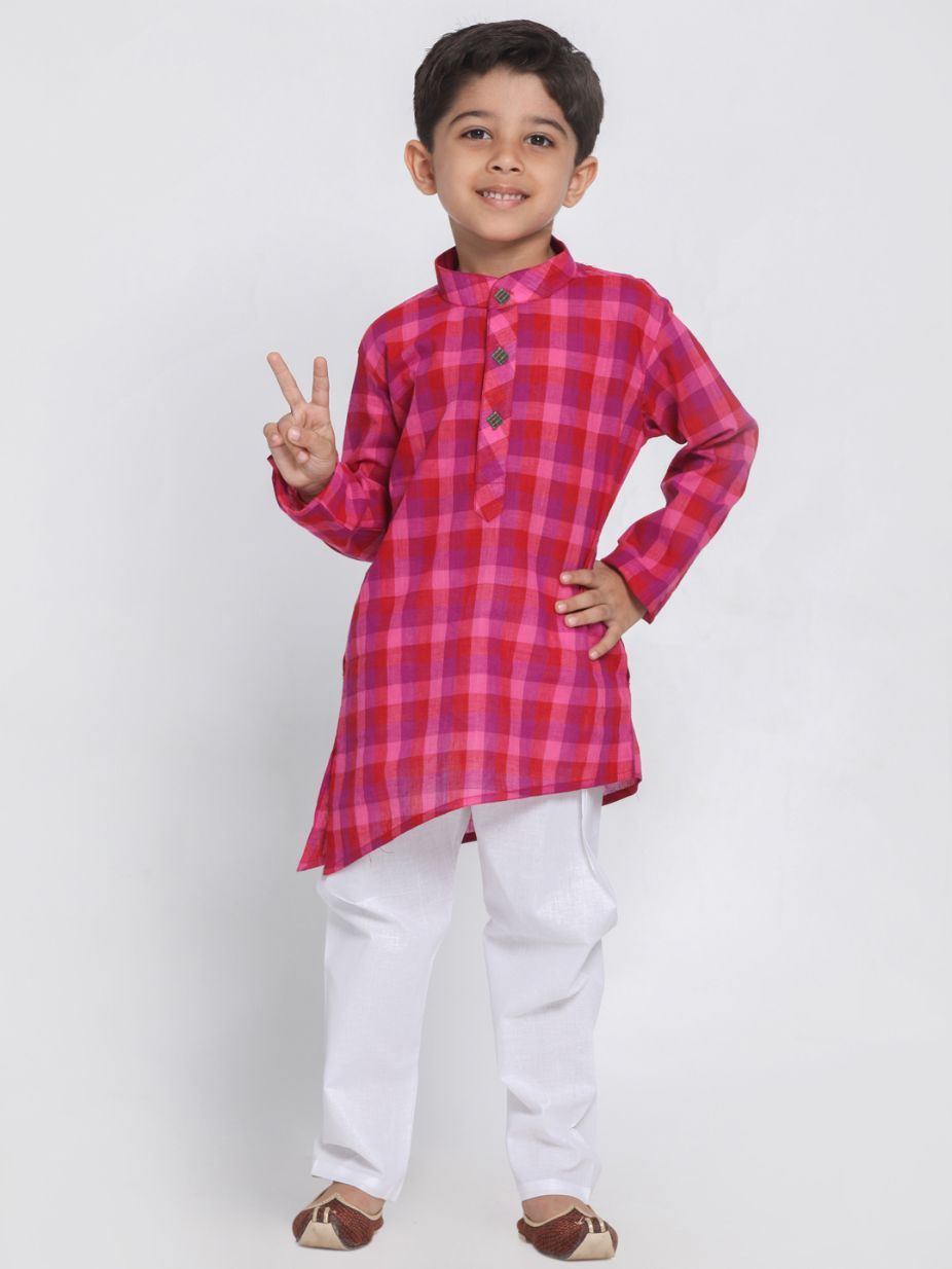 Vastramay Boys' Purple Cotton Kurta and Pyjama Set