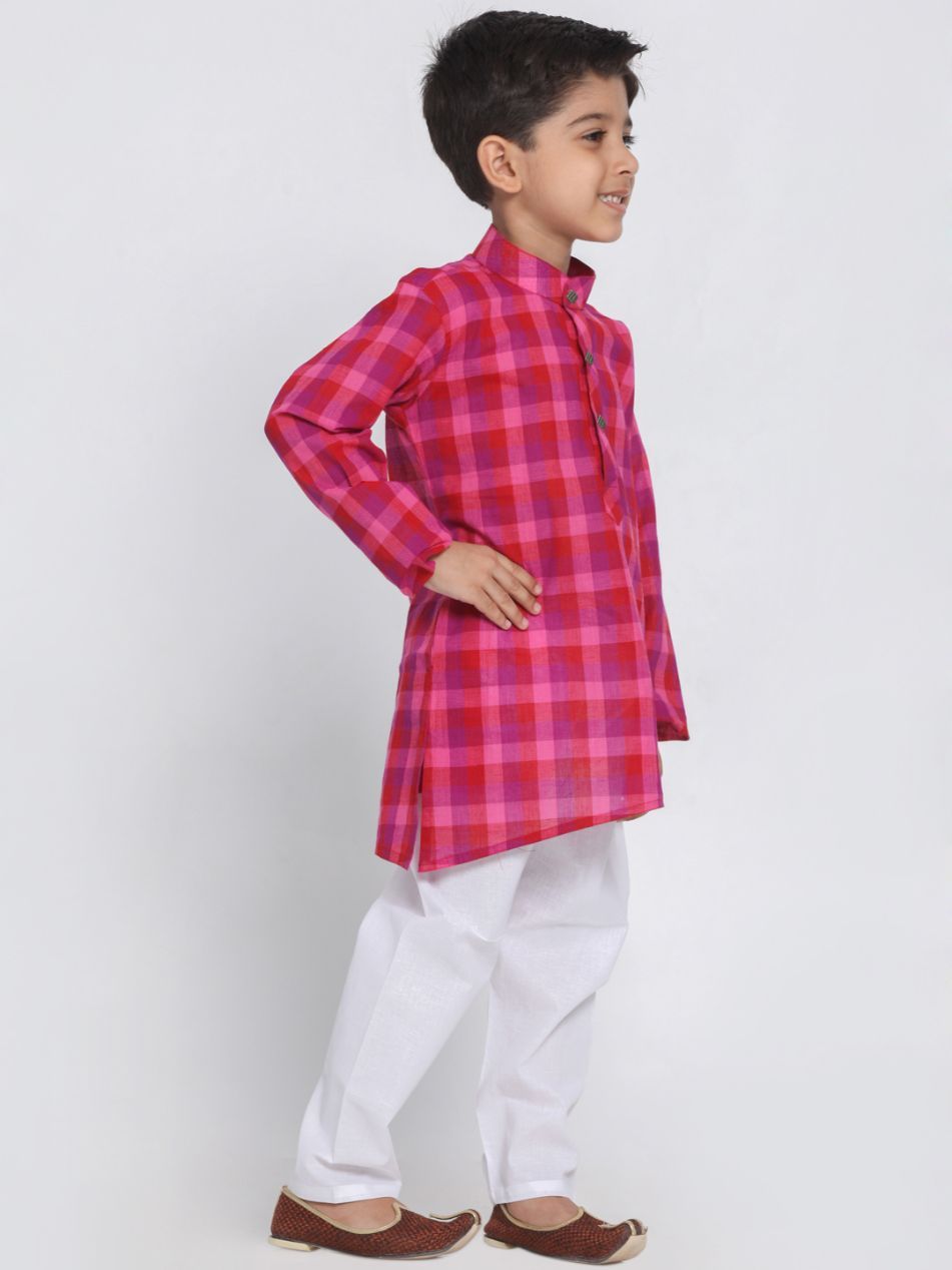 Vastramay Boys' Purple Cotton Kurta and Pyjama Set