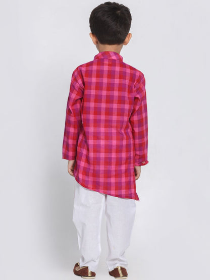 Vastramay Boys' Purple Cotton Kurta and Pyjama Set