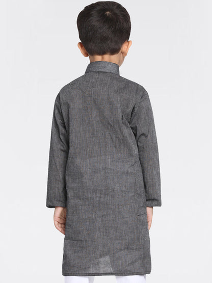 Vastramay  Boys Black Handloom Pure Cotton Kurta