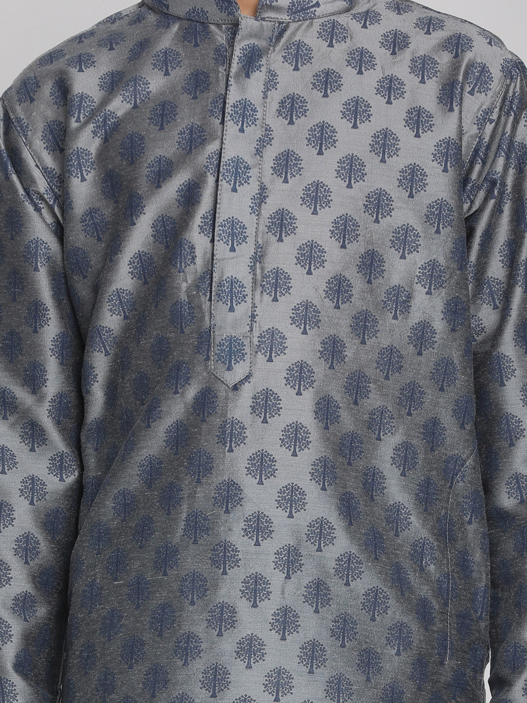 Vastramay Boy's Grey Printed Kurta With Pyjama Set