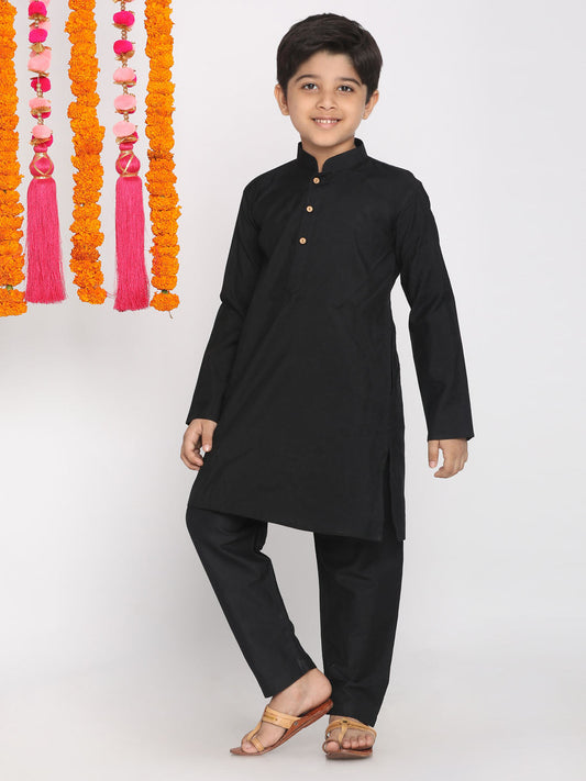 Vastramay Boys Black Kurta with Pyjama