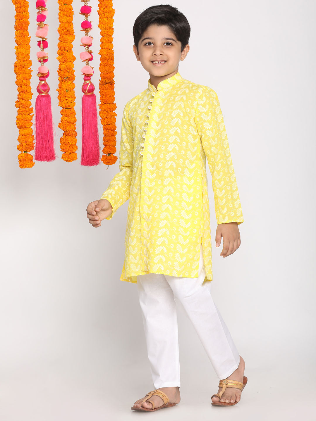 Vastramay Mustard Pure Cotton Chikankari Siblings Set