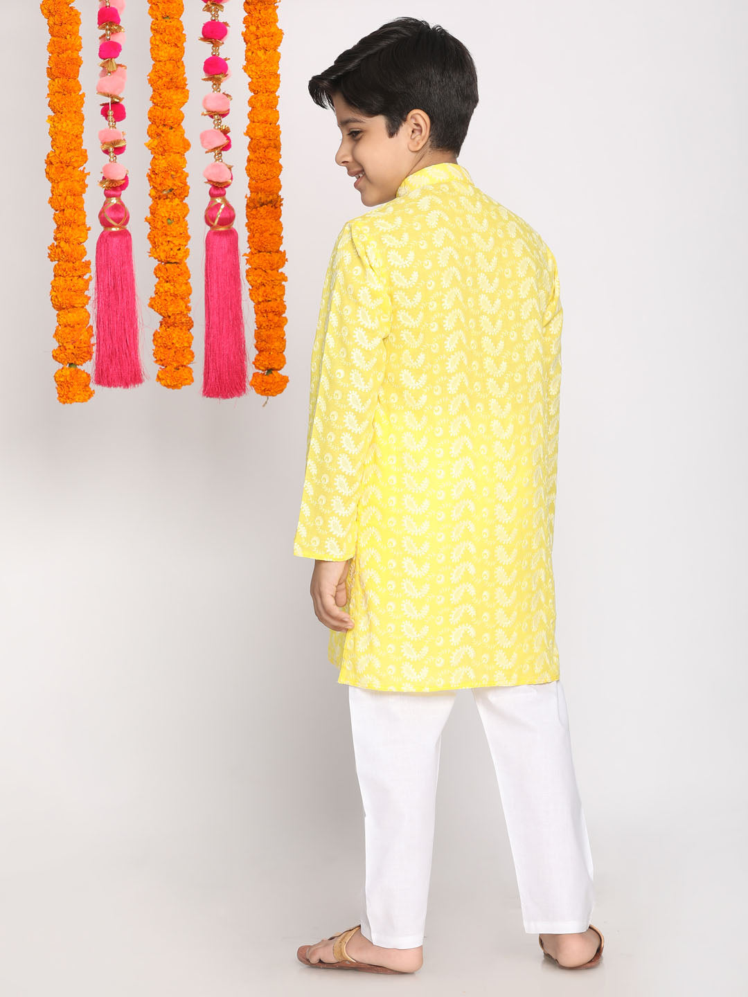 Vastramay Mustard Pure Cotton Chikankari Siblings Set