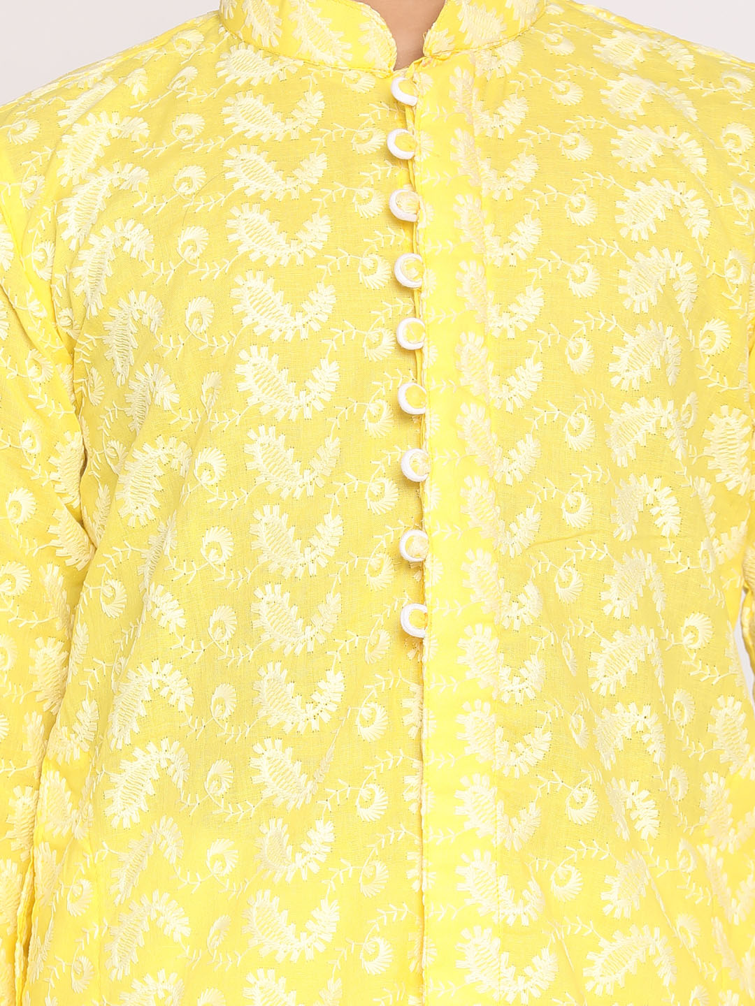 Vastramay Boys Mustard And White Kurta Pyjama Set