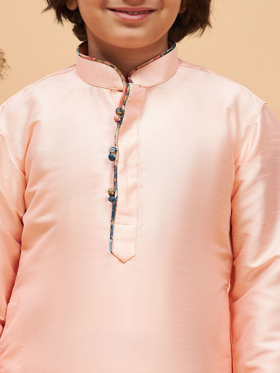 Vastramay boys peach silk kurta pyjama set