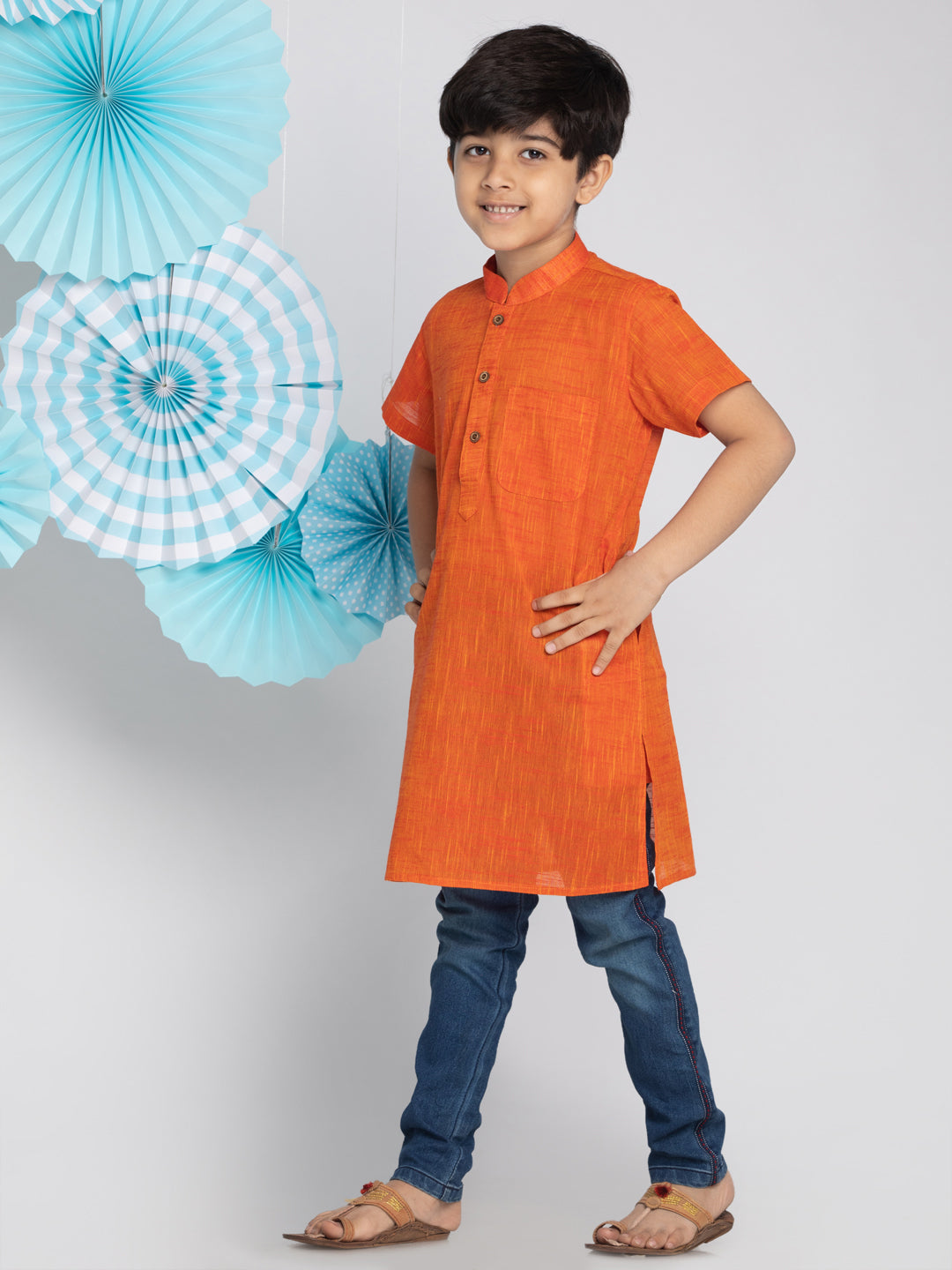 Vastramay Orange Melange Baap Beta Kurta Set