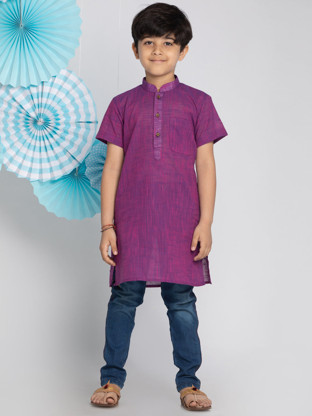 Vastramay Purple Melange Baap Beta Kurta Set