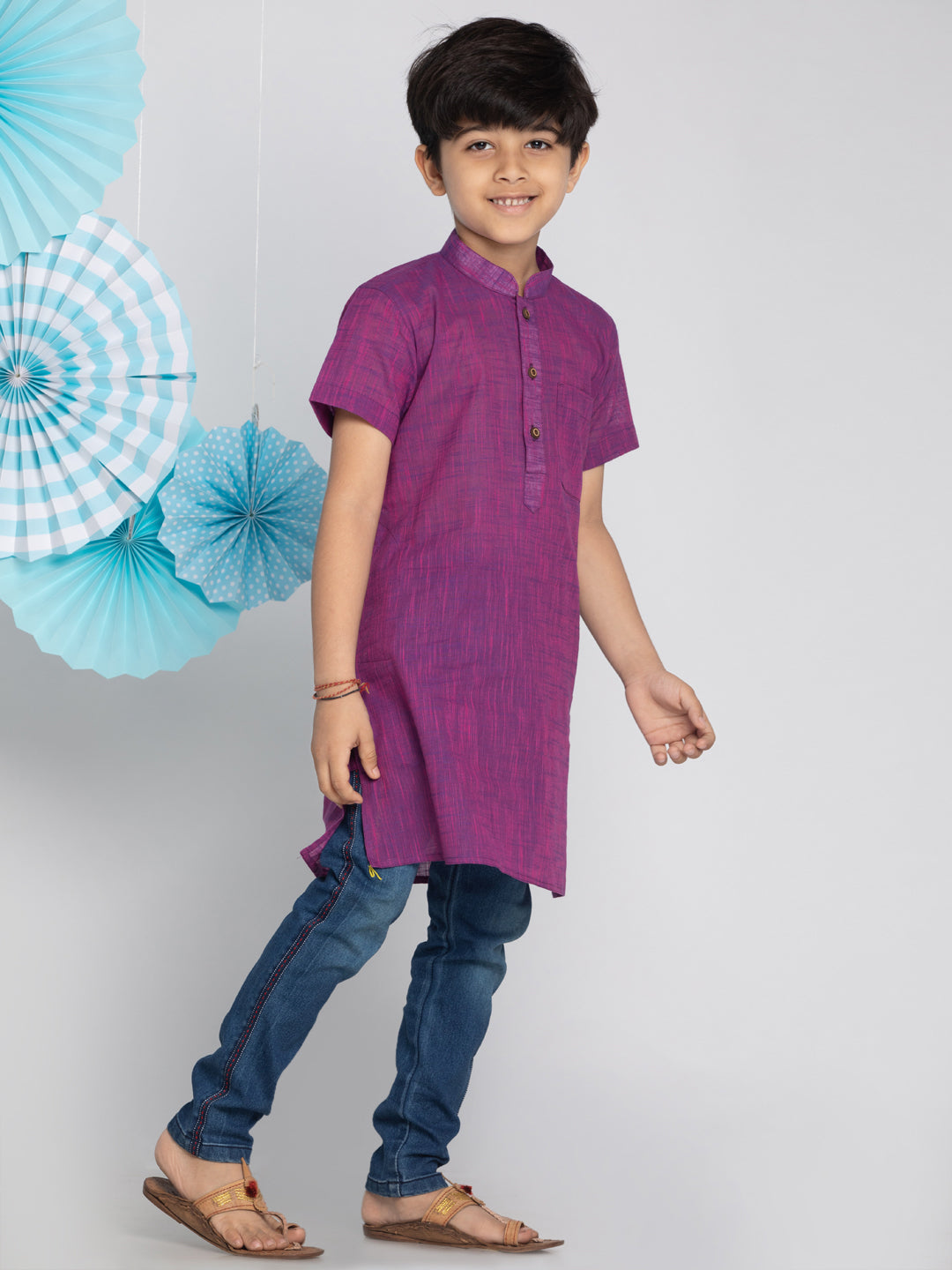 Vastramay Purple Melange Baap Beta Kurta Set