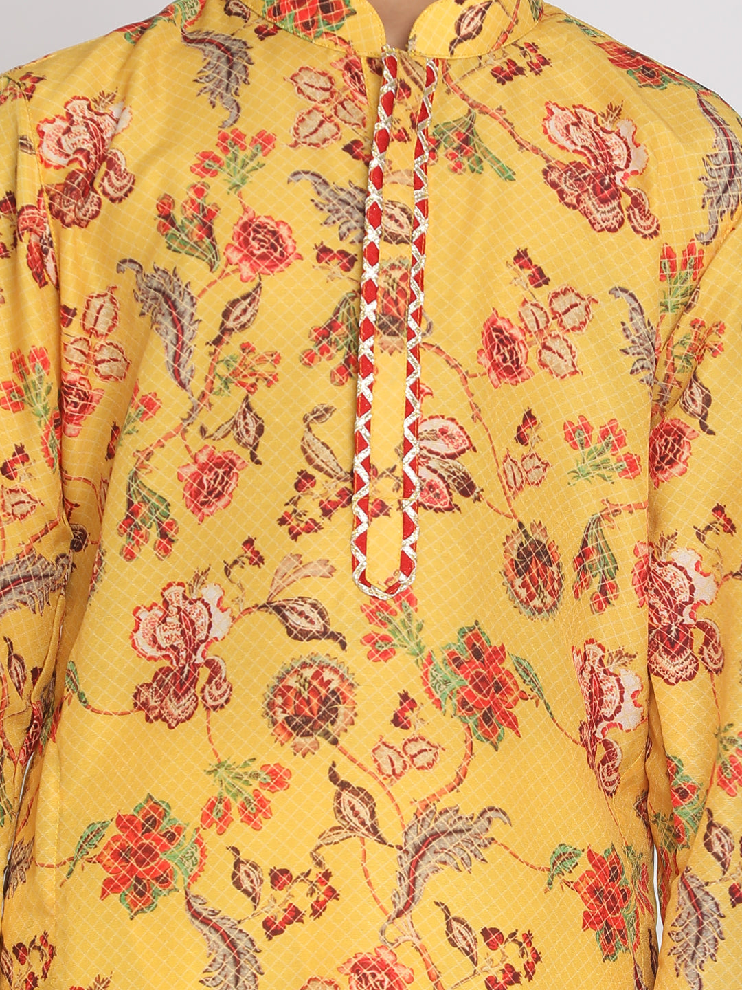 Vastramay Multicolor-Base-Mustard And Cream Baap Beta Kurta And Pyjama Set