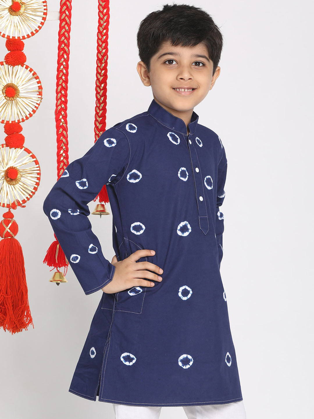 Vastramay boys blue color bandhni print kurta