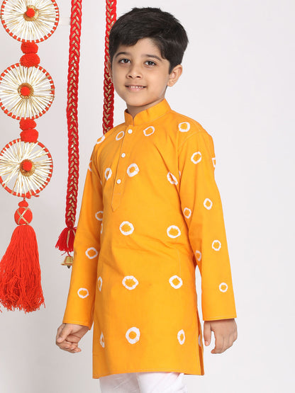 Vastramay boys orange bandhni print kurta