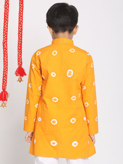 Vastramay boys orange bandhni print kurta