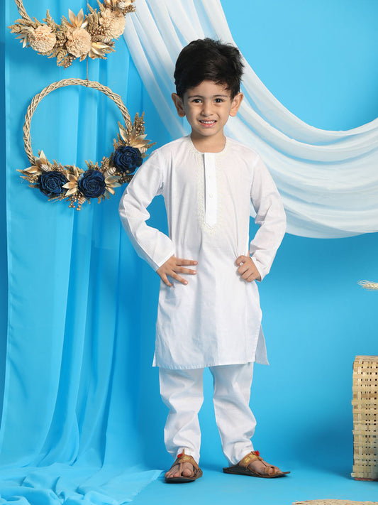 Vastramay boys white kurta and white pyjama set