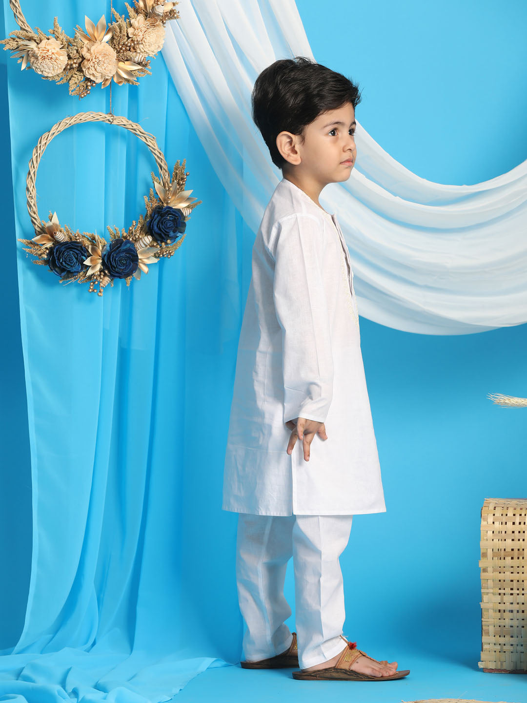 Vastramay boys white kurta and white pyjama set