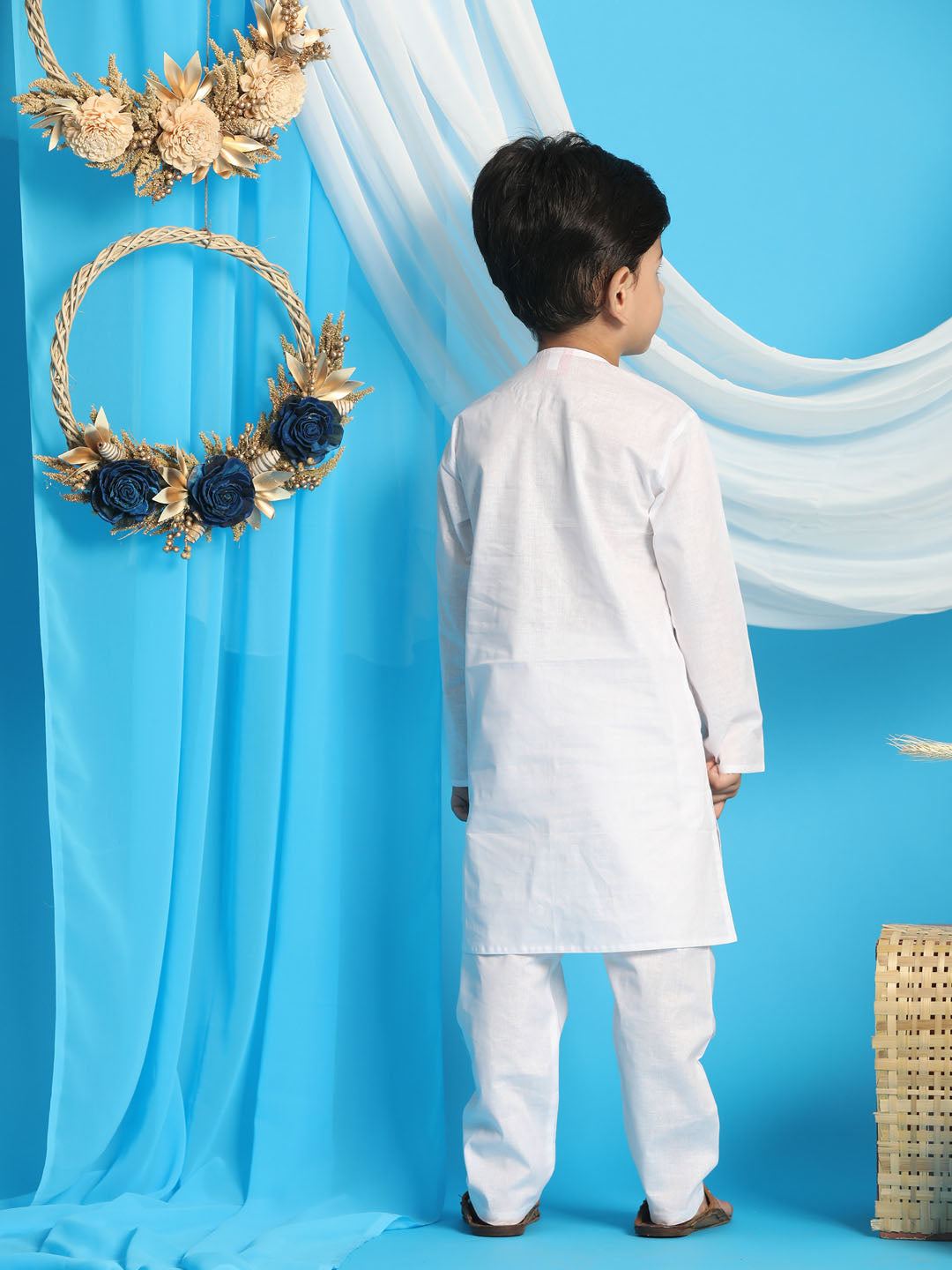 Vastramay boys white kurta and white pyjama set