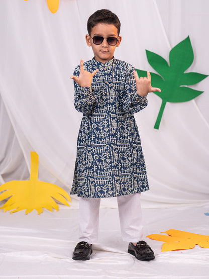 VASTRAMAY Boys' Tribals Print Ethnic Kurta Pyjama Set