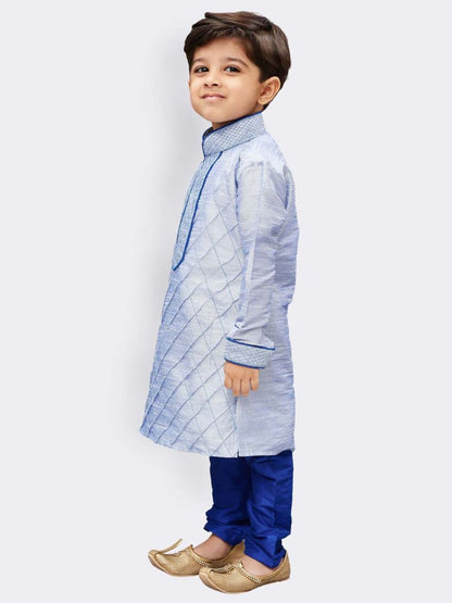 Vastramay Boys' Lavender Cotton Silk Kurta and Pyjama Set