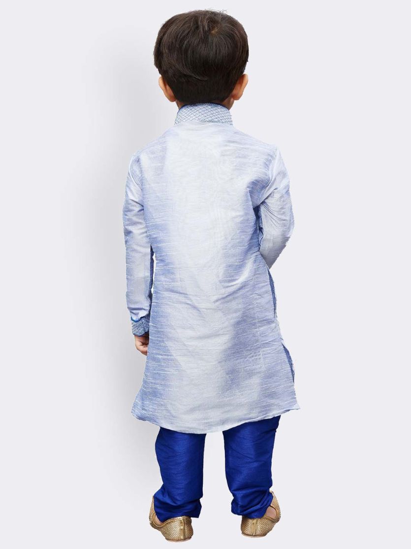 Vastramay Boys' Lavender Cotton Silk Kurta and Pyjama Set