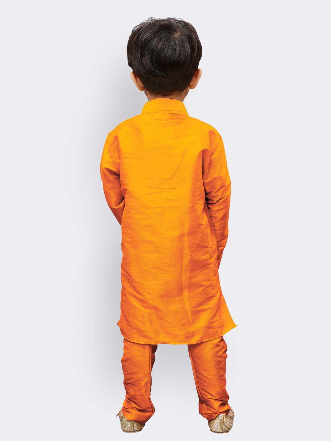 Vastramay Silk Blend Orange Baap Beta Kurta Pyjama Set