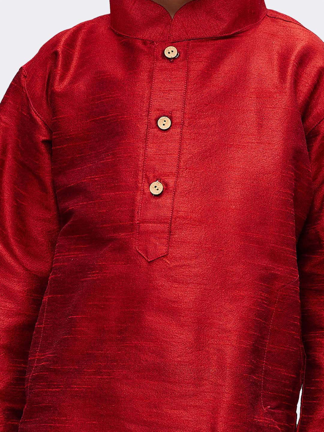 Vastramay Boys Maroon Regular Kurti with Pyjamas & With Dupatta